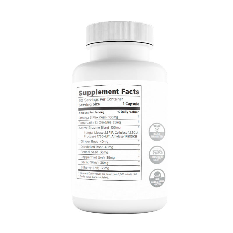 Digestive Enzyme Ginger, Dandelion, Fennel, Peppermint, Garlic and Bilberry